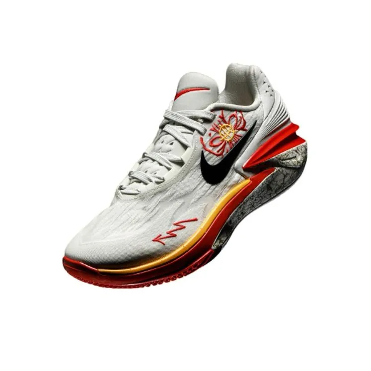 Nike Air Zoom G.T. Cut 2 Cushioning Wear Resistant Low Top Basketball Shoes Men's Red White-0