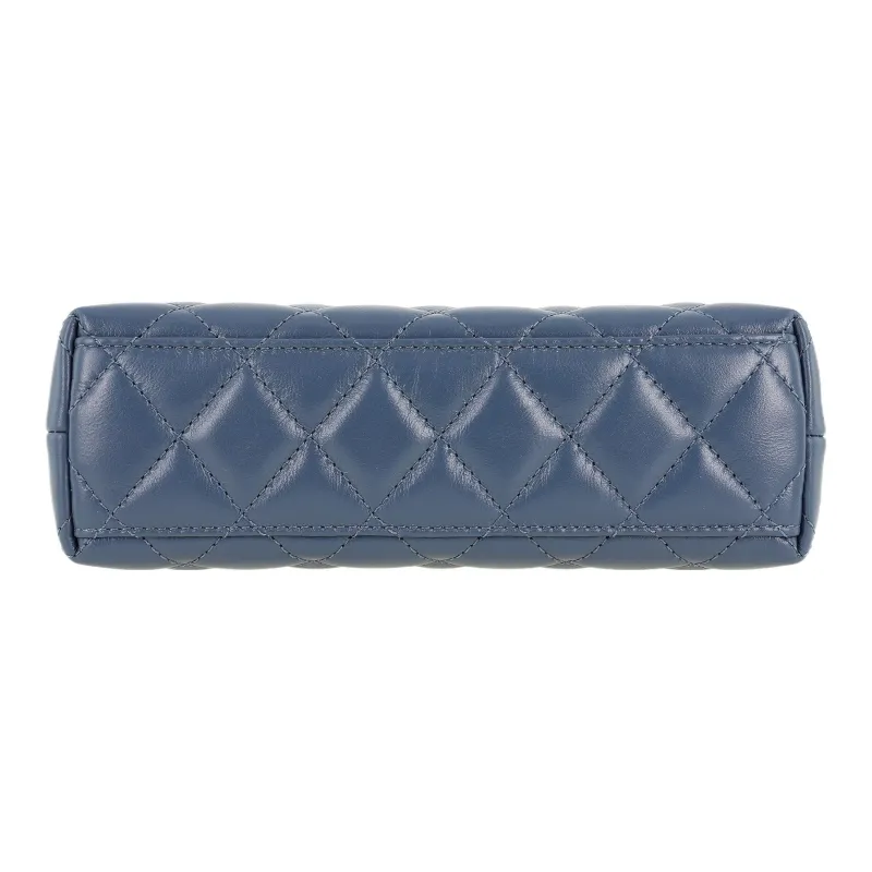 CHANEL Calfskin Crossbody One Shoulder Handbag Mini Women's Gray Blue-6