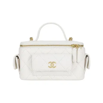 CHANEL Calfskin Box Bag, Handbag, Shoulder Bag, Crossbody Bag Women's White