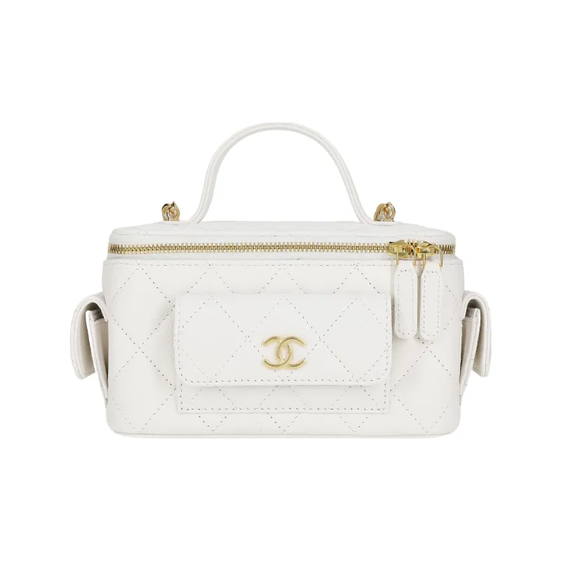CHANEL Calfskin Box Bag, Handbag, Shoulder Bag, Crossbody Bag Women's White-0