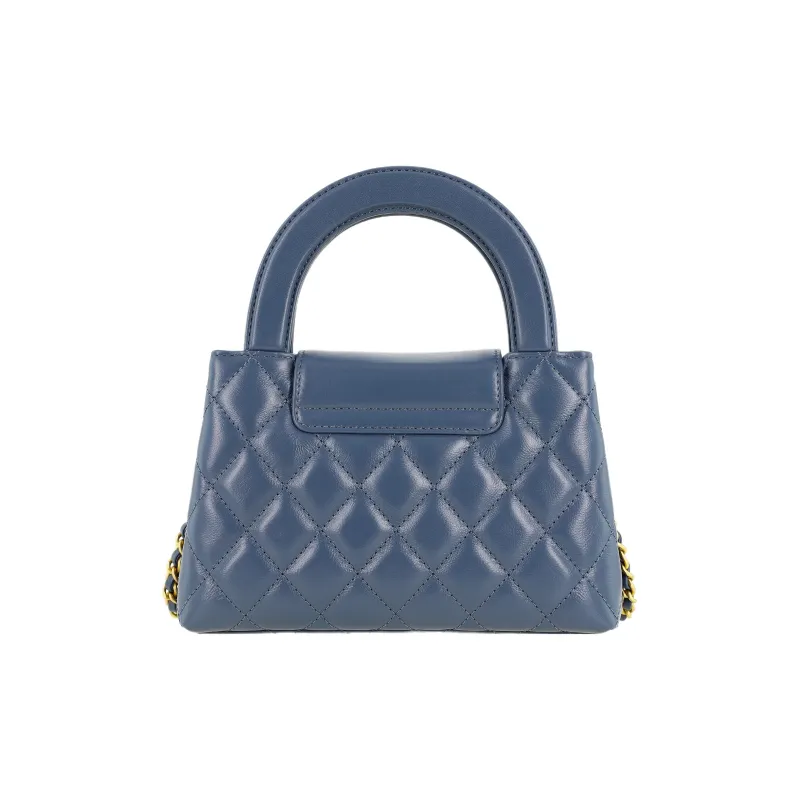 CHANEL Calfskin Crossbody One Shoulder Handbag Mini Women's Gray Blue-2
