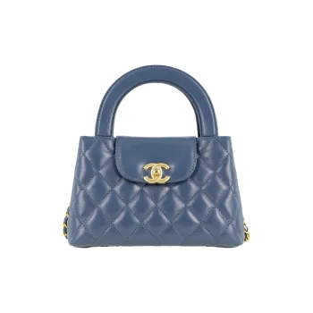 CHANEL Calfskin Crossbody One Shoulder Handbags Mini Women's Gray Blue
