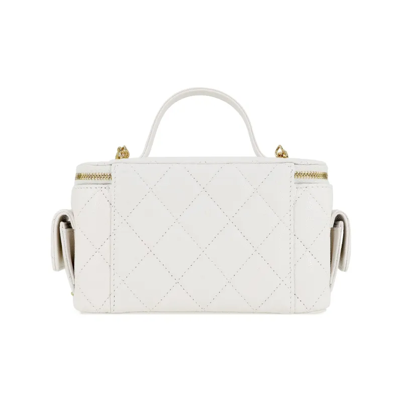 CHANEL Calfskin Box Bag, Handbag, Shoulder Bag, Crossbody Bag Women's White-2