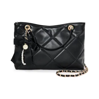 OTA PU Chain Shoulder Bag Tote Women's Black