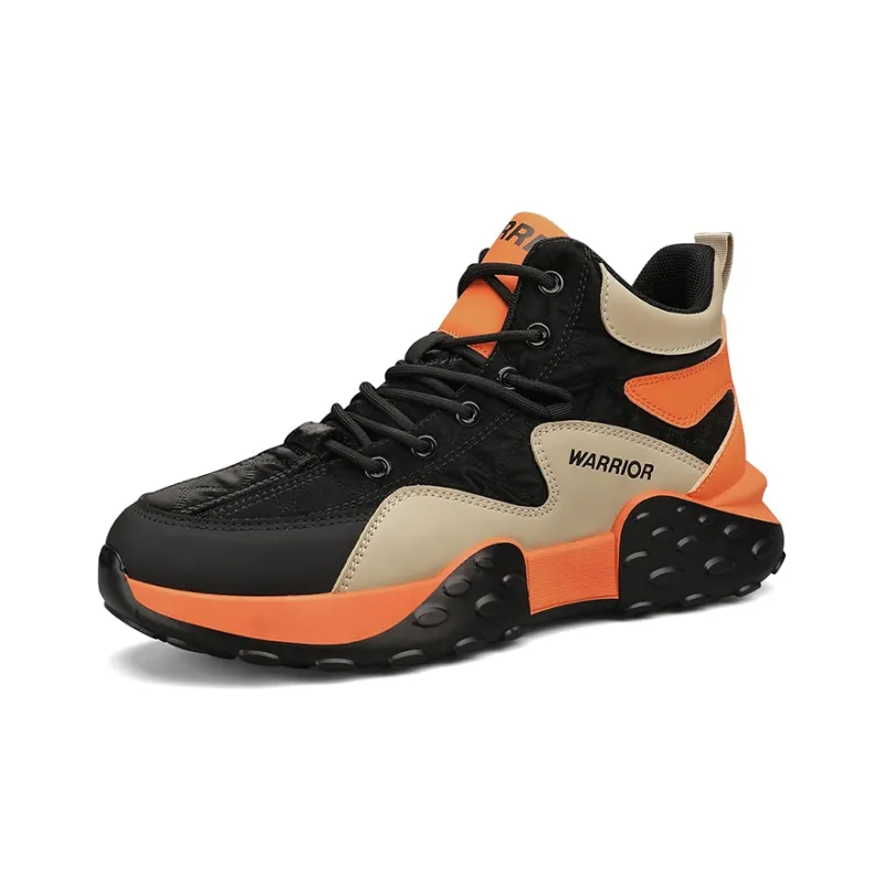 Warrior High Top Chunky Sneakers Men's Khaki Orange-1