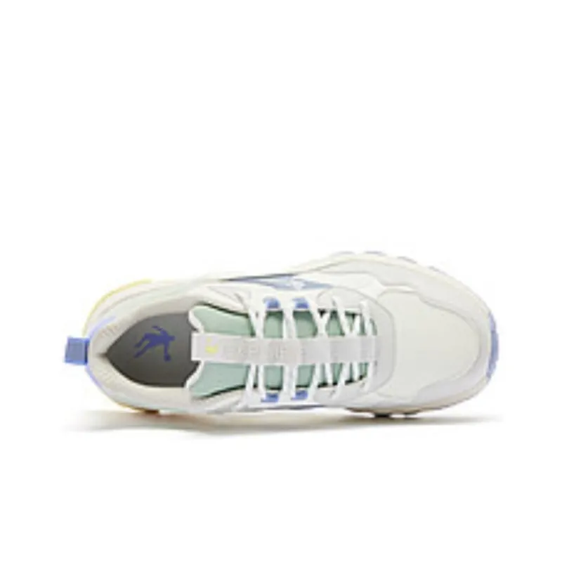 QIAODAN Cushioned Slip Resistant Low Top Running Shoes Women's White Green-3