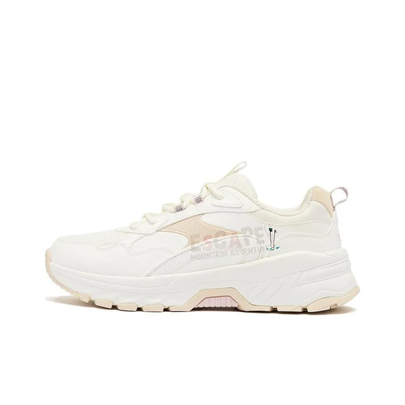 QIAODAN Ice Marks Cushioned Slip Resistant Low Top Running Shoes Women's Ivory-0