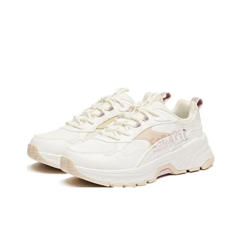 QIAODAN Ice Marks Cushioned Slip Resistant Low Top Running Shoes Women's Ivory-2