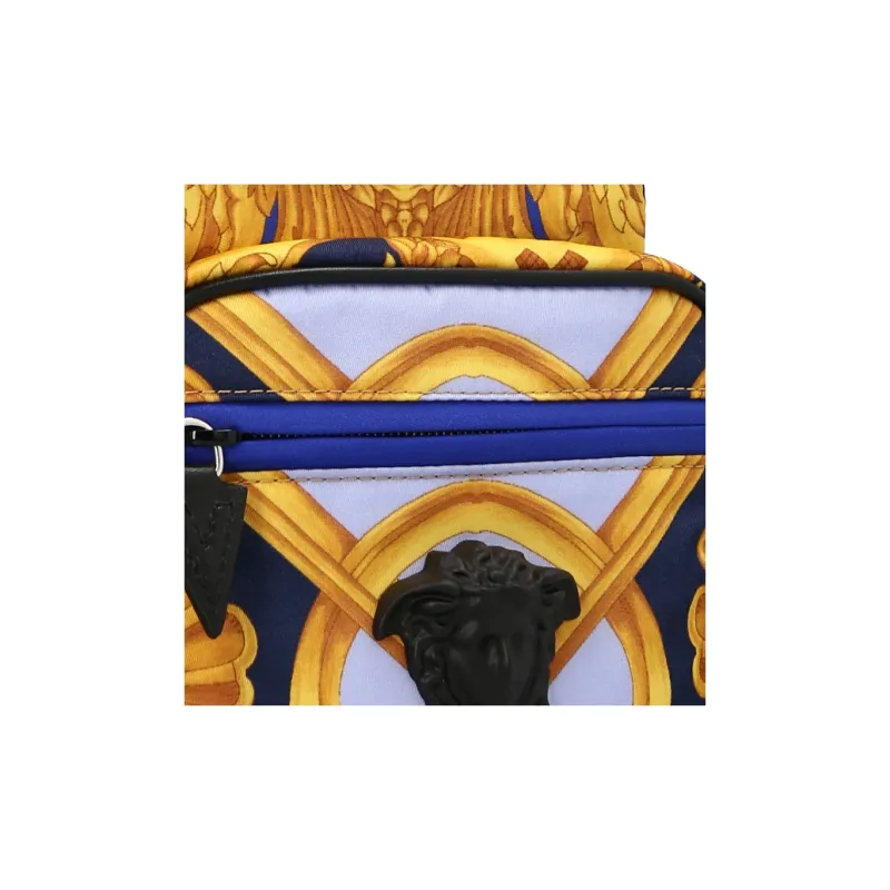 VERSACE Calfskin Crossbody Bag Shoulder Bag Men's Blue & Yellow-4