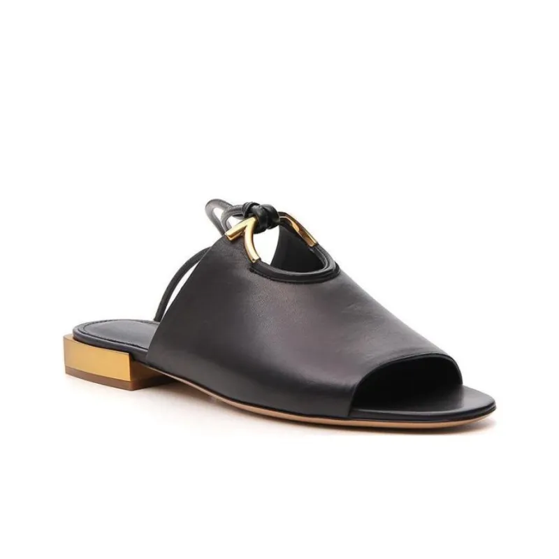 FERRAGAMO Rubber Sole Slide Slippers Women's Black-2