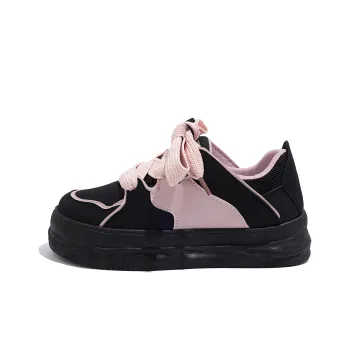 HUANQIU Warm And Wear Resistant Low Top Skateboard Shoes Women's Black Pink