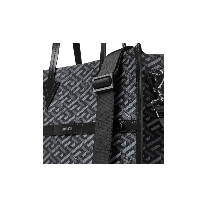 VERSACE Cow Leather Decoration Tote Bag Shopping Bag Shoulder Bag Crossbody Bag Handbag Men's Blue/Black-3