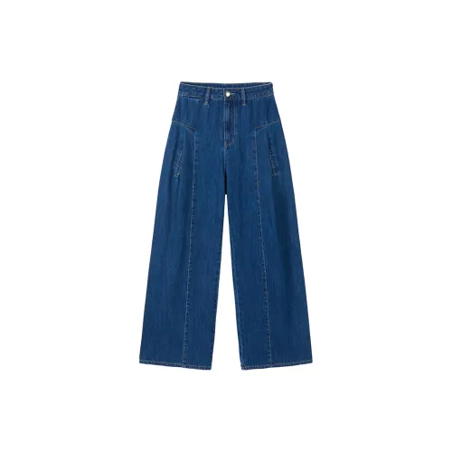 CARIEDO Jeans Women's Pleated Design Wide Leg Pants - Rock Blue