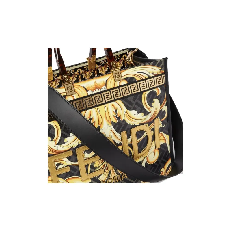 VERSACE FENDI Collaboration Leather Tote Bag Shopping Bag Shoulder Bag Crossbody Bag Handbag Women's Multicolor-4