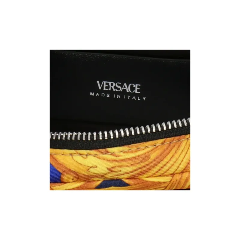 VERSACE Calfskin Crossbody Bag Shoulder Bag Men's Blue & Yellow-3