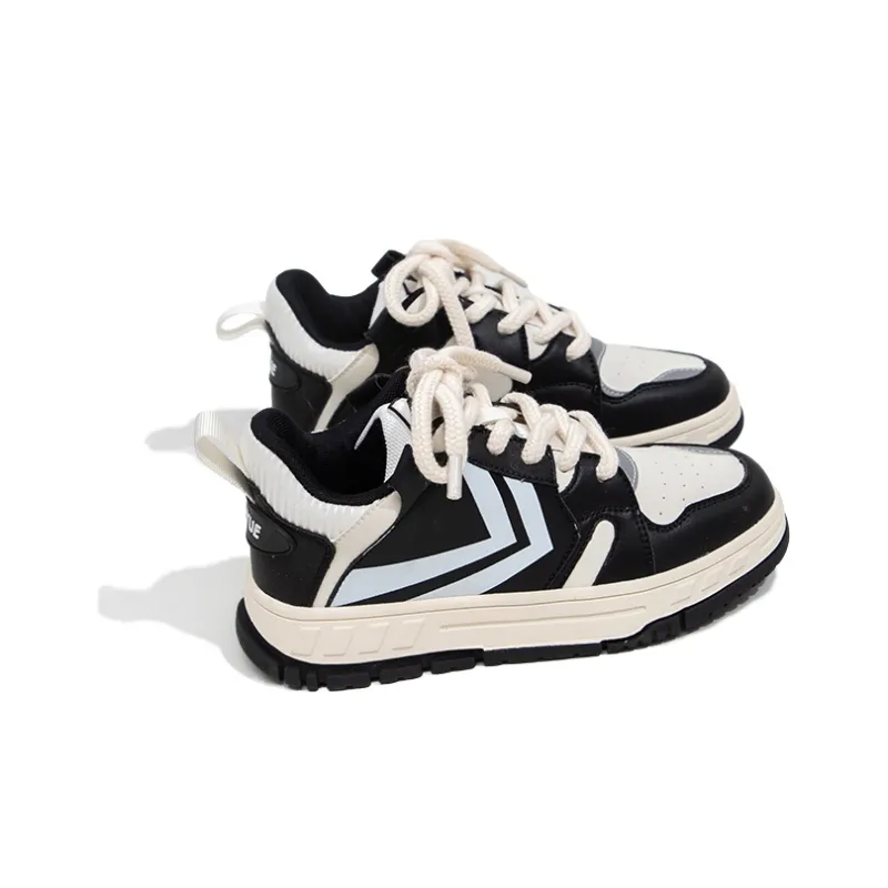 Feiyue High-Top Skateboard Shoes Women's Black White-2