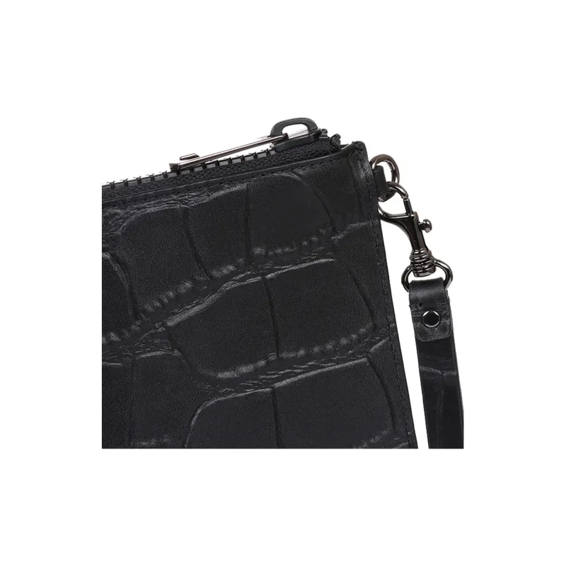 VERSACE Cow Leather Wrist Clutches Regular Men's Black-4