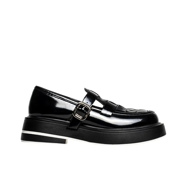 Wonderful Couple Loafers 5cm Women's Black-1