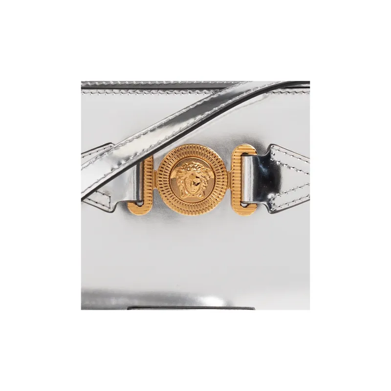 FANSIZHE VERSACE Leather Messenger Bag Shoulder Bag Crossbody Bag Clutch Men's Silver-4