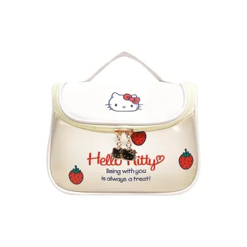 Sanrio PVC Nylon Makeup Bag Medium Size Women's White Pink