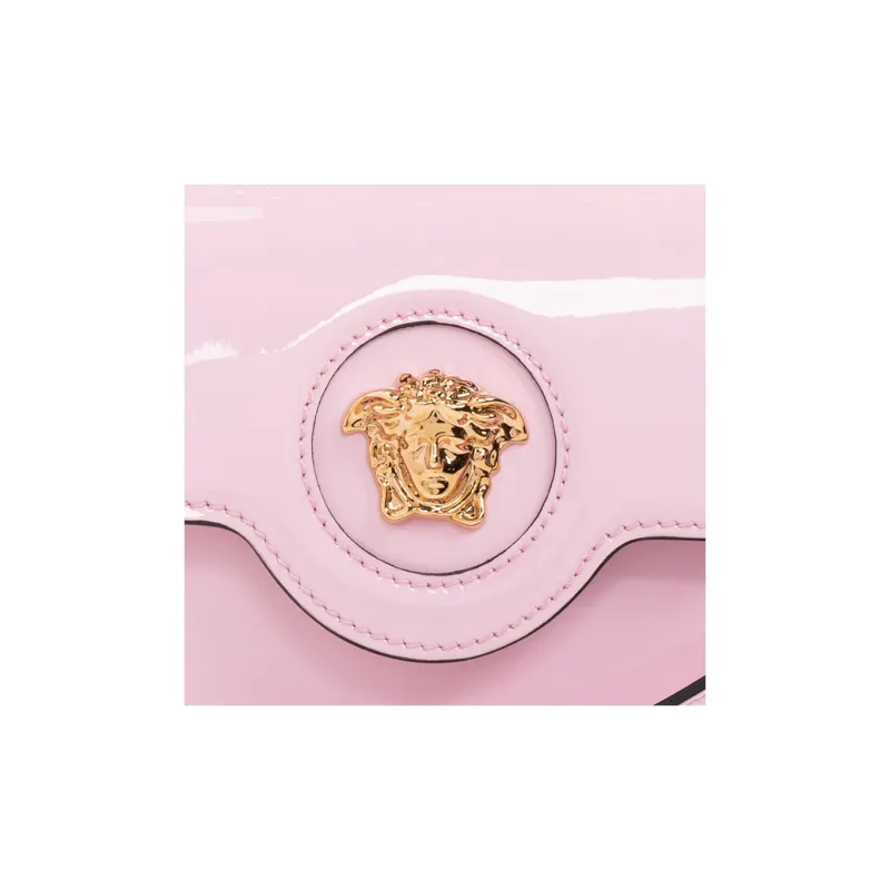 VERSACE La Medusa Patent Leather Calfskin Shoulder Bag Crossbody Bag Handbag Mini Women's Pink-3