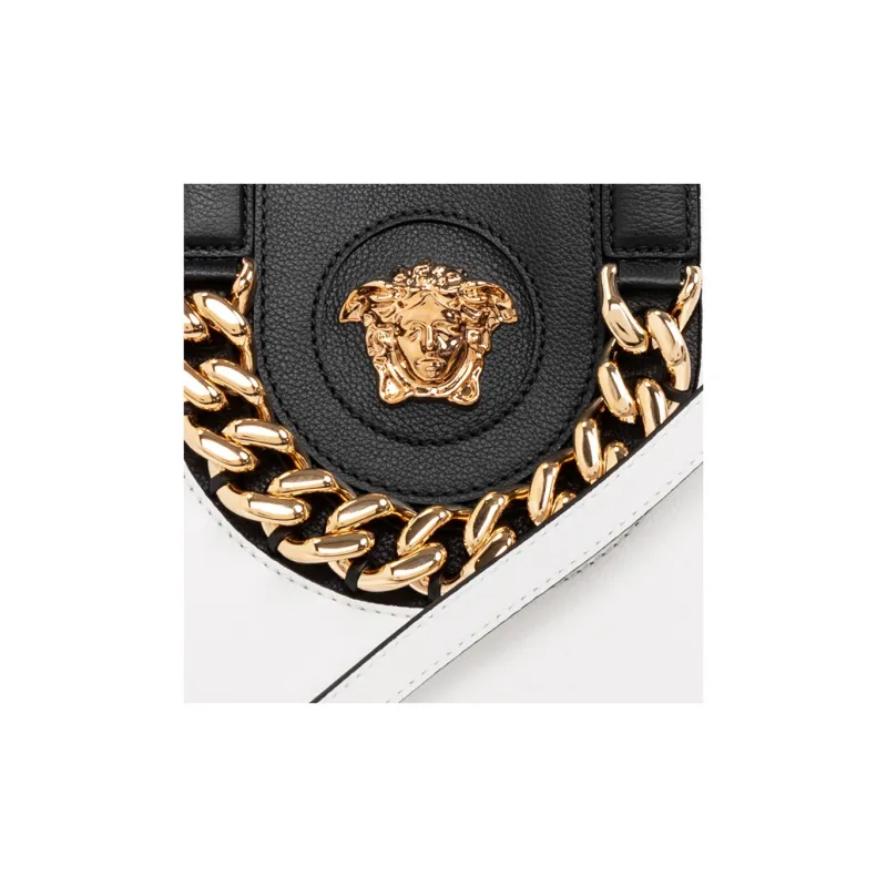 VERSACE La Medusa Cow Leather Handheld Tote Bag Shoulder Bag Medium Size Women's Black/White-3