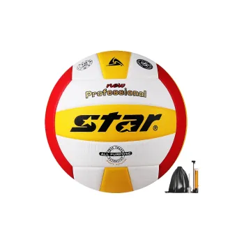 Star Microfiber Leather Size 5 Volleyball Unisex White Yellow Red