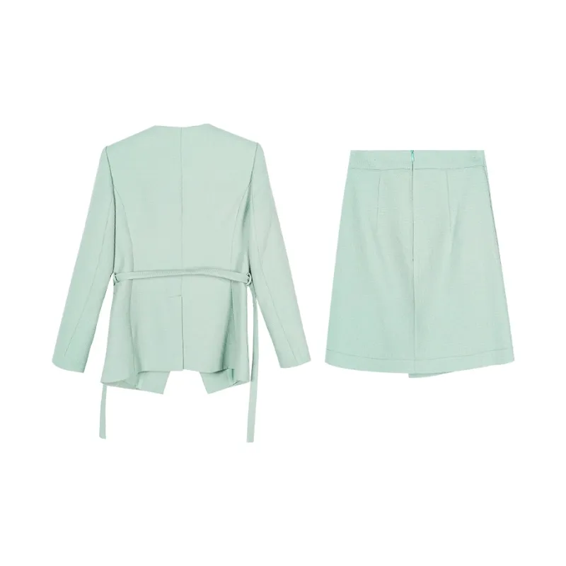 MISSSHINE Two Piece Skirt Sets Women's Pea Green-1