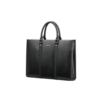 BOPAI Cow Leather Briefcases Large Size Men's Black