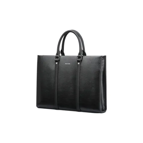 BOPAI Cow Leather Briefcases Large Size Men's Black