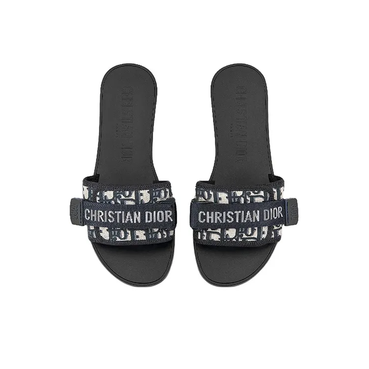 DIOR Diorevolution Odor Resistant Slide Slippers Women's Dark Blue-4