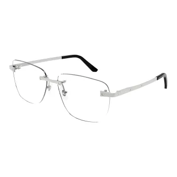 CARTIER Metal Irregular Shape Eyeglass Frames Unisex Silver