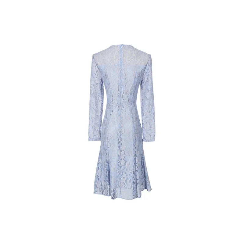 MISSSHINE Long Sleeved Dresses Women's Light Blue-1
