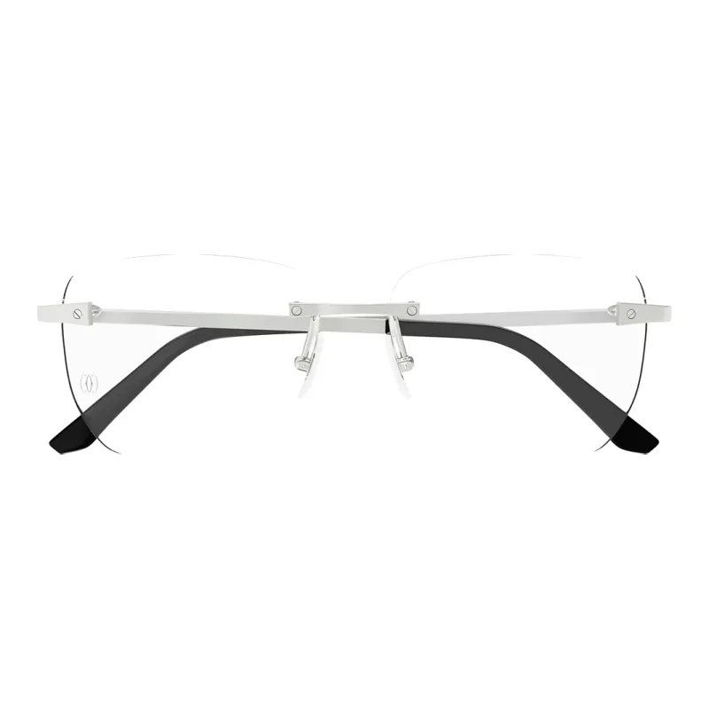 CARTIER Metal Irregular Shape Eyeglass Frames Unisex Silver-1