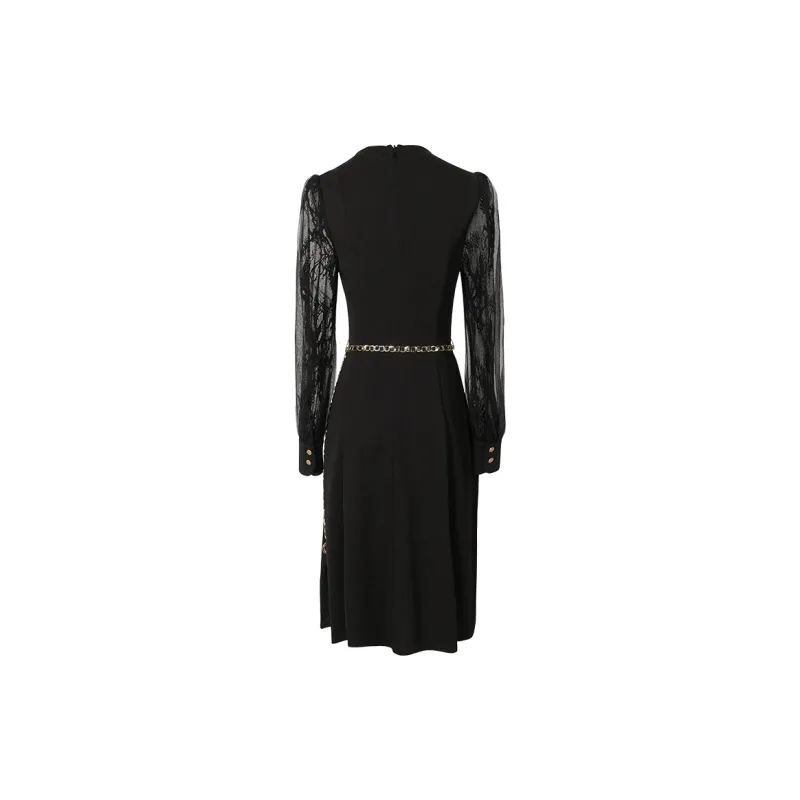 MISSSHINE Long Sleeved Dresses Women's Black-1