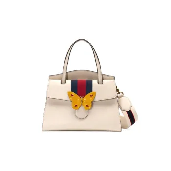 GUCCI Webbing Leather Shoulder Bag Crossbody Bag Handbag Medium Size Women's White