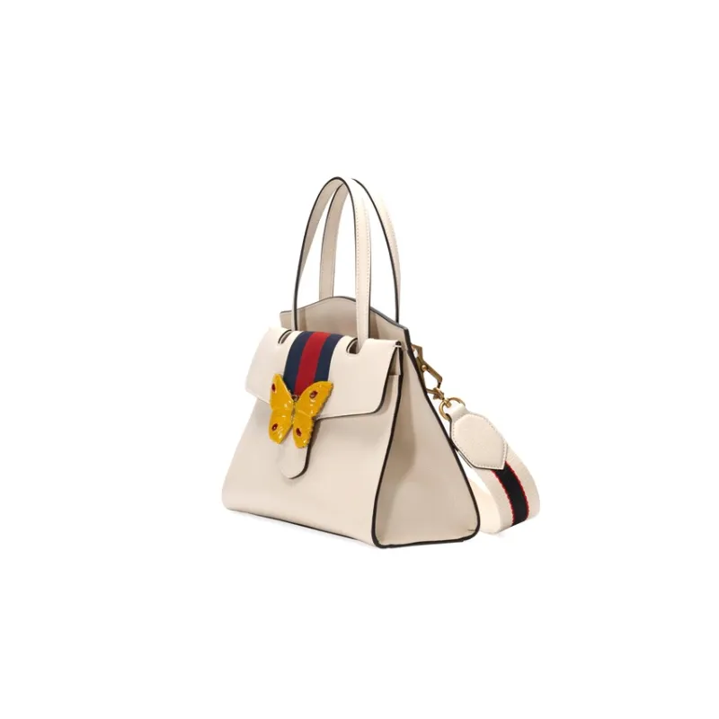 GUCCI Webbing Leather Shoulder Bag Crossbody Bag Handbag Medium Size Women's White-1