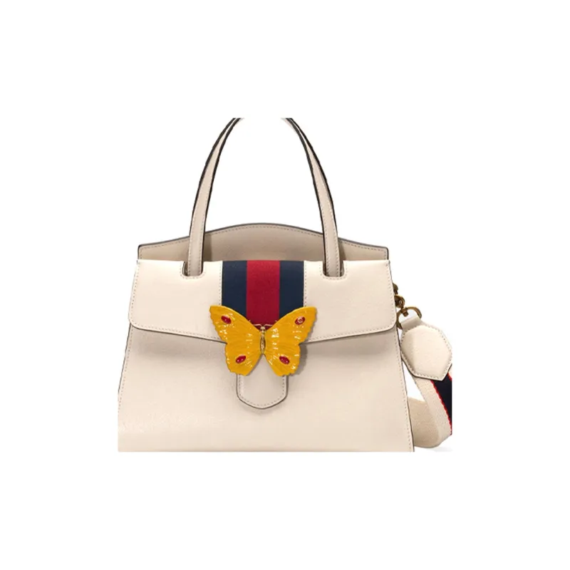GUCCI Webbing Leather Shoulder Bag Crossbody Bag Handbag Medium Size Women's White-6