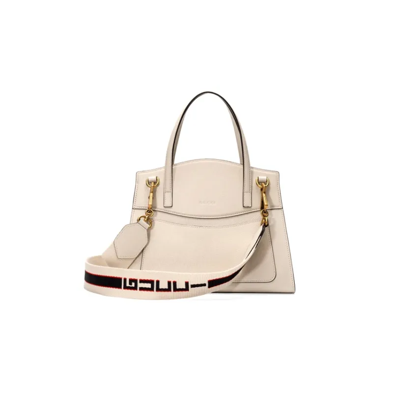 GUCCI Webbing Leather Shoulder Bag Crossbody Bag Handbag Medium Size Women's White-3