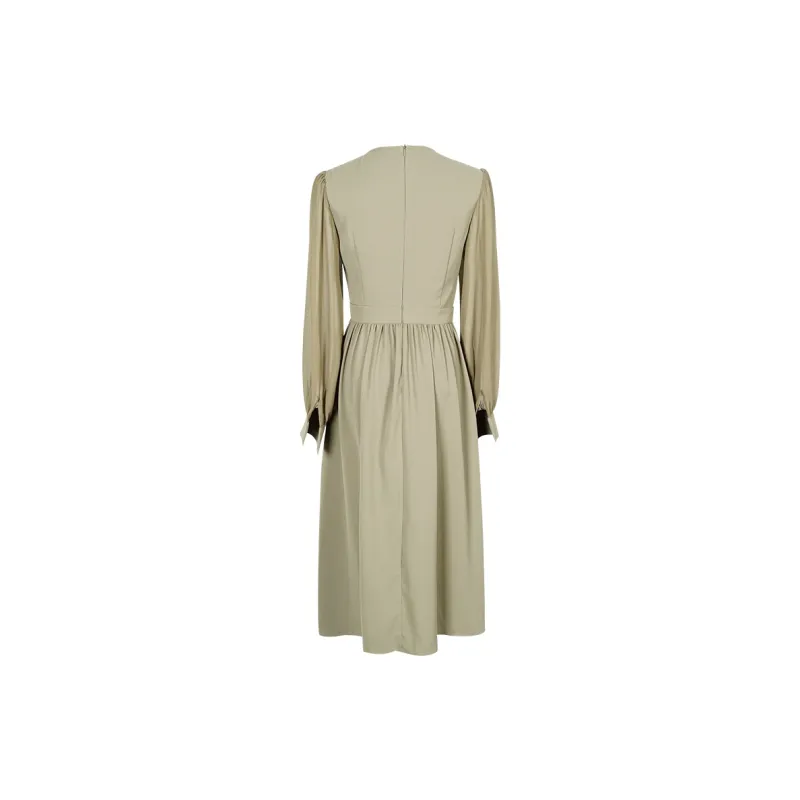 MISSSHINE Long Sleeved Dresses Women's Gray Green-1