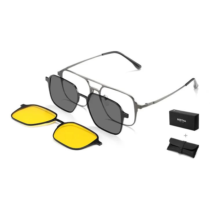 BERTHA Pure Titanium Aviator Sunglasses Unisex Black, Gunmetal-3
