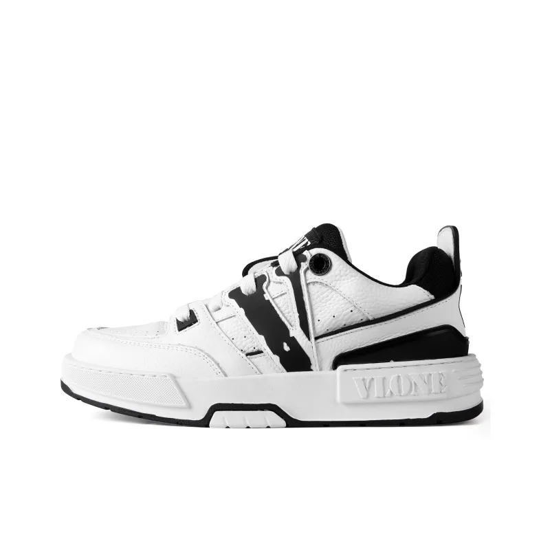 VLONE Slip Resistant And Breathable Low Top Skateboard Shoes, Box Unisex White Black-1