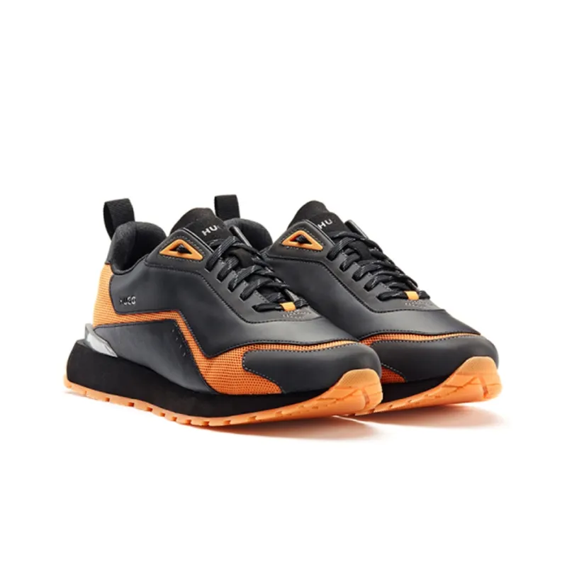 HUGO BOSS Wear-Resistant Low-Top Casual Shoes Men's Black Orange-2