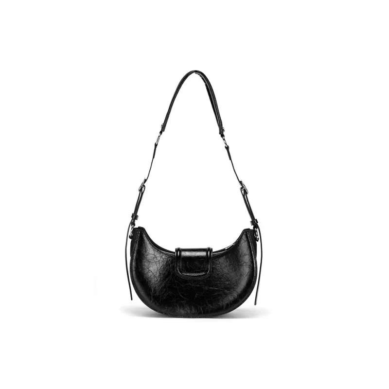 JELLYTOYBOY Cow Leather With PVC Night Star Bag Dumpling Bag, Shoulder Bag, Crossbody Bag Women's Black-3