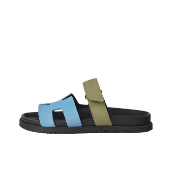 HERMES Chypre Rubber Sole Slide Slippers Women's Turquoise