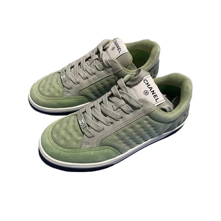 CHANEL Wear Resistant Low Top Skateboard Shoes Women's Green-2