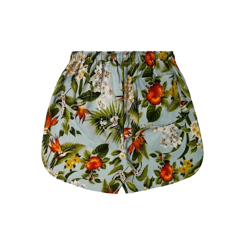 JUNGLE GURL Drawstring Straight Fit Casual Shorts Unisex Blue-1