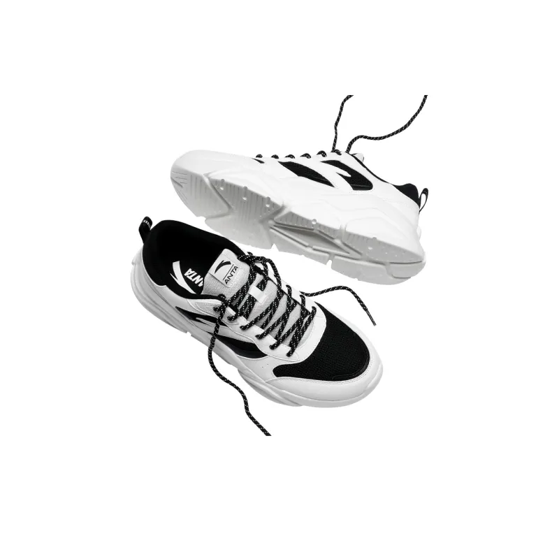 Anta Life Collection Anti-Slip And Wear-Resistant Breathable Low-Top Running Shoes Men's White Black-2