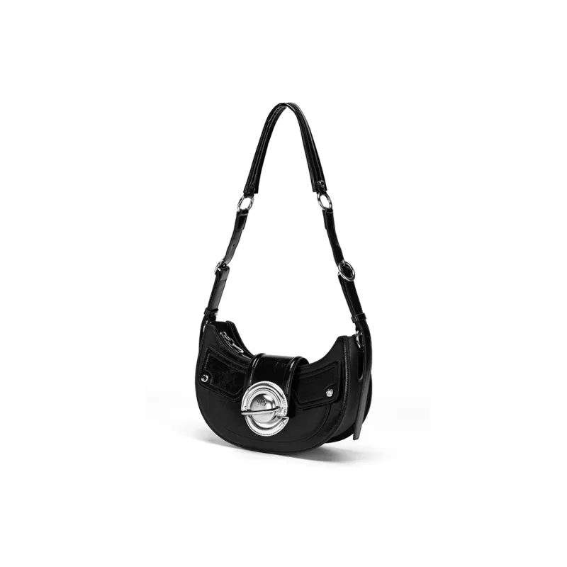 JELLYTOYBOY Cow Leather With PVC Night Star Bag Dumpling Bag, Shoulder Bag, Crossbody Bag Women's Black-2