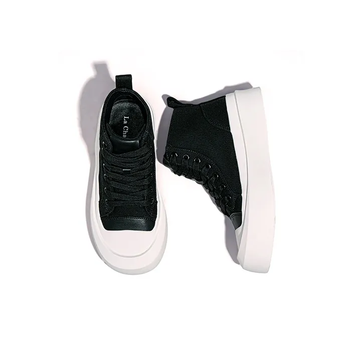La Chapelle Lightweight Height Increasing High-Top Canvas Shoes Women's-4